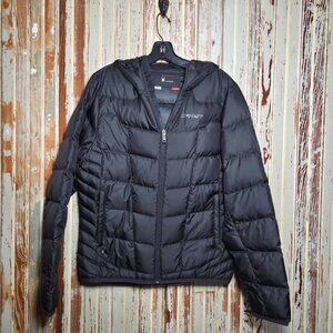 Spyder Black Quilted Puffer Jacket With Hood Goose Down Insulated Mens Small